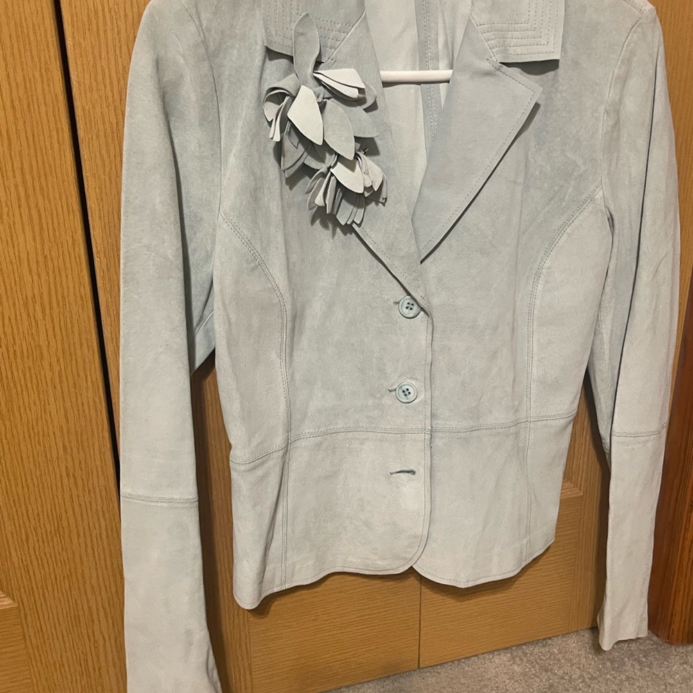 Karen Kane Women's Light Gray Blazer with Floral Accent